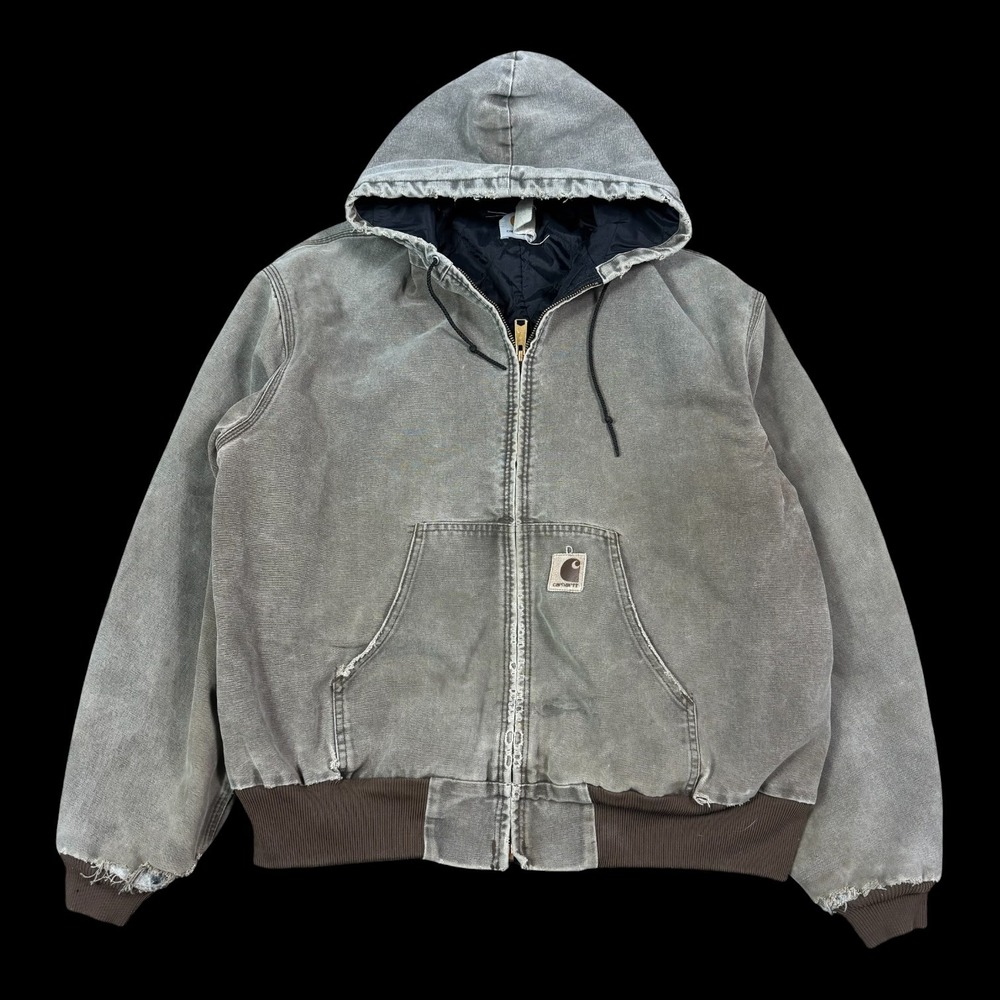 Vintage 90s‎ J06 CHT Faded Distressed Full Zip Hooded Jacket Men's 2XL FLAWS